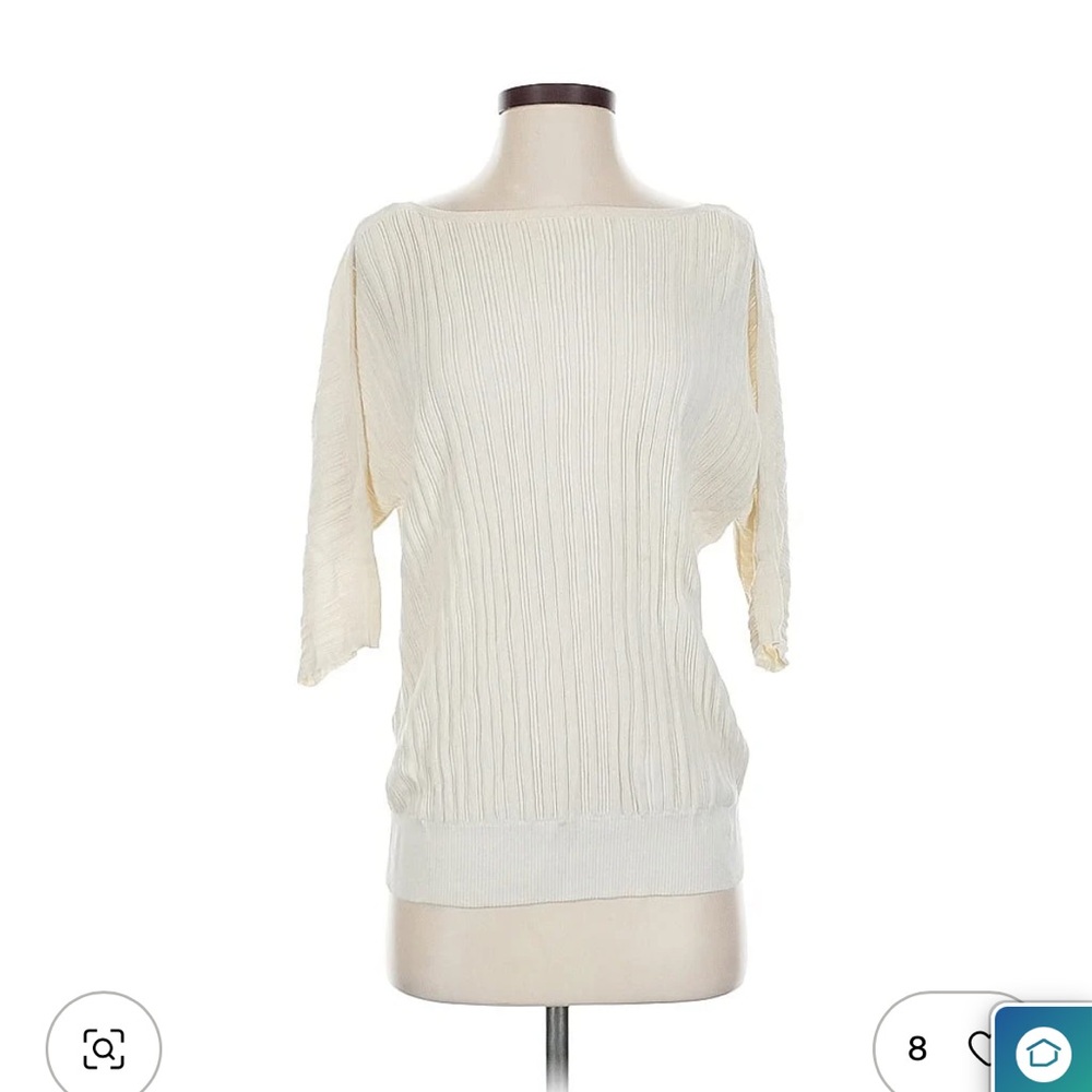 Lafayette 148 New York Size S3/4 sleeve t-shirt White Cream